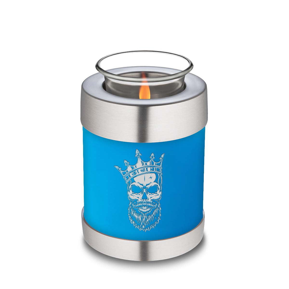 Candle Holder Embrace Racing Blue Skull Cremation Urn