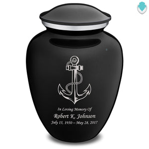 Extra Large Embrace Black Anchor Cremation Urn for Ashes