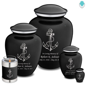 Extra Large Embrace Black Anchor Cremation Urn for Ashes