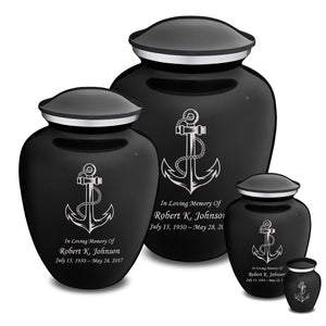 Extra Large Embrace Black Anchor Cremation Urn for Ashes