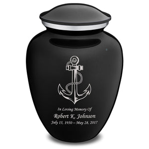 Extra Large Embrace Black Anchor Cremation Urn for Ashes