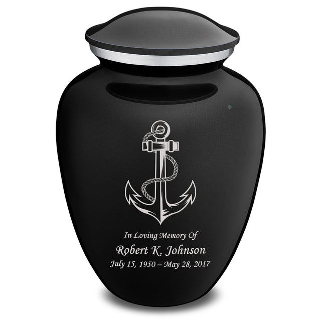 Extra Large Embrace Black Anchor Cremation Urn for Ashes