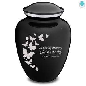 Extra Large Embrace Black Butterfly Cremation Urn for Ashes