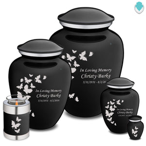 Extra Large Embrace Black Butterfly Cremation Urn for Ashes