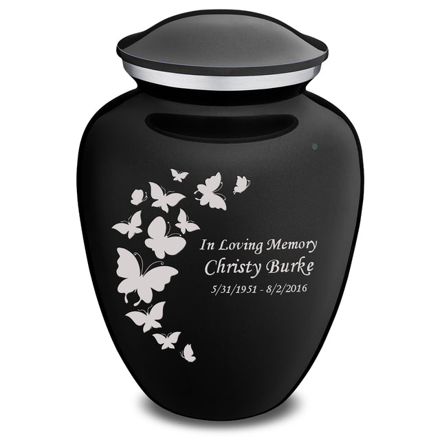 Extra Large Embrace Black Butterfly Cremation Urn for Ashes