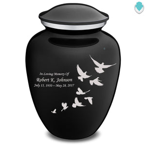 Extra Large Embrace Black Doves Cremation Urn for Ashes