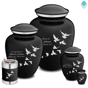 Extra Large Embrace Black Doves Cremation Urn for Ashes