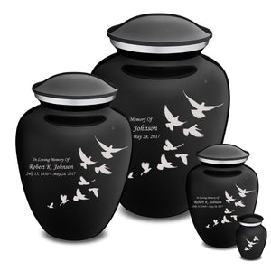 Extra Large Embrace Black Doves Cremation Urn for Ashes