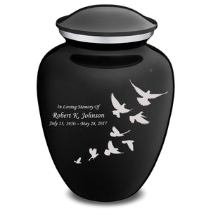 Extra Large Embrace Black Doves Cremation Urn for Ashes