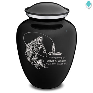 Extra Large Embrace Black Fishing Cremation Urn for Ashes