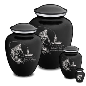 Extra Large Embrace Black Fishing Cremation Urn for Ashes