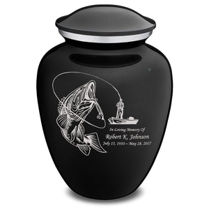 Extra Large Embrace Black Fishing Cremation Urn for Ashes