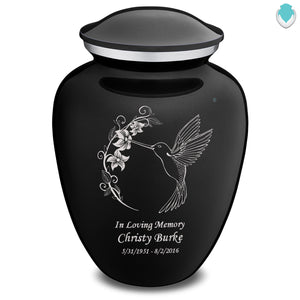 Extra Large Embrace Black Hummingbird Cremation Urn for Ashes