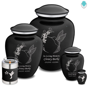 Extra Large Embrace Black Hummingbird Cremation Urn for Ashes