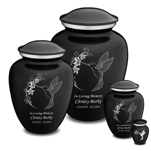 Extra Large Embrace Black Hummingbird Cremation Urn for Ashes