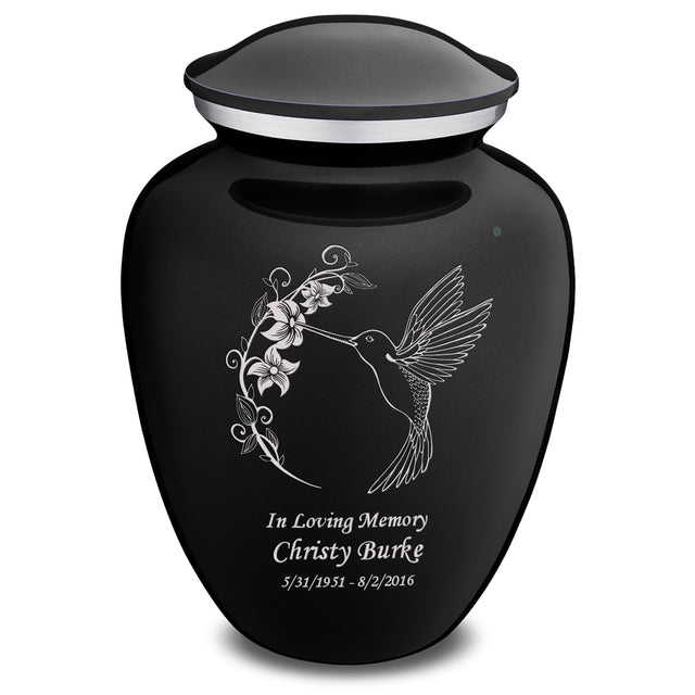 Extra Large Embrace Black Hummingbird Cremation Urn for Ashes