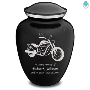 Extra Large Embrace Black Motorcycle Cremation Urn for Ashes