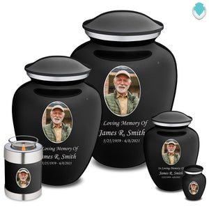 Extra Large Embrace Black Portrait Cremation Urn for Ashes