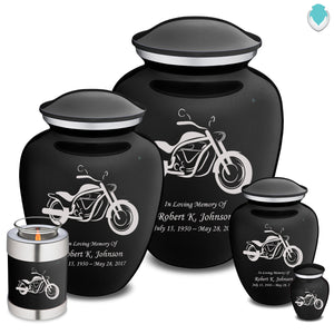 Extra Large Embrace Black Motorcycle Cremation Urn for Ashes