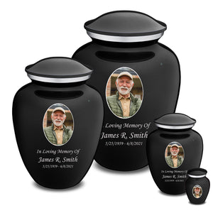 Extra Large Embrace Black Portrait Cremation Urn for Ashes