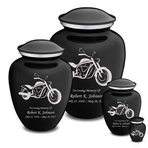 Extra Large Embrace Black Motorcycle Cremation Urn for Ashes