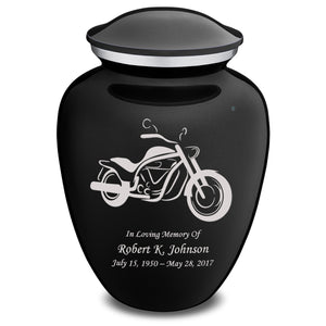 Extra Large Embrace Black Motorcycle Cremation Urn for Ashes