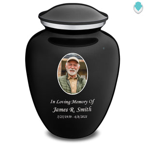 Extra Large Embrace Black Portrait Cremation Urn for Ashes