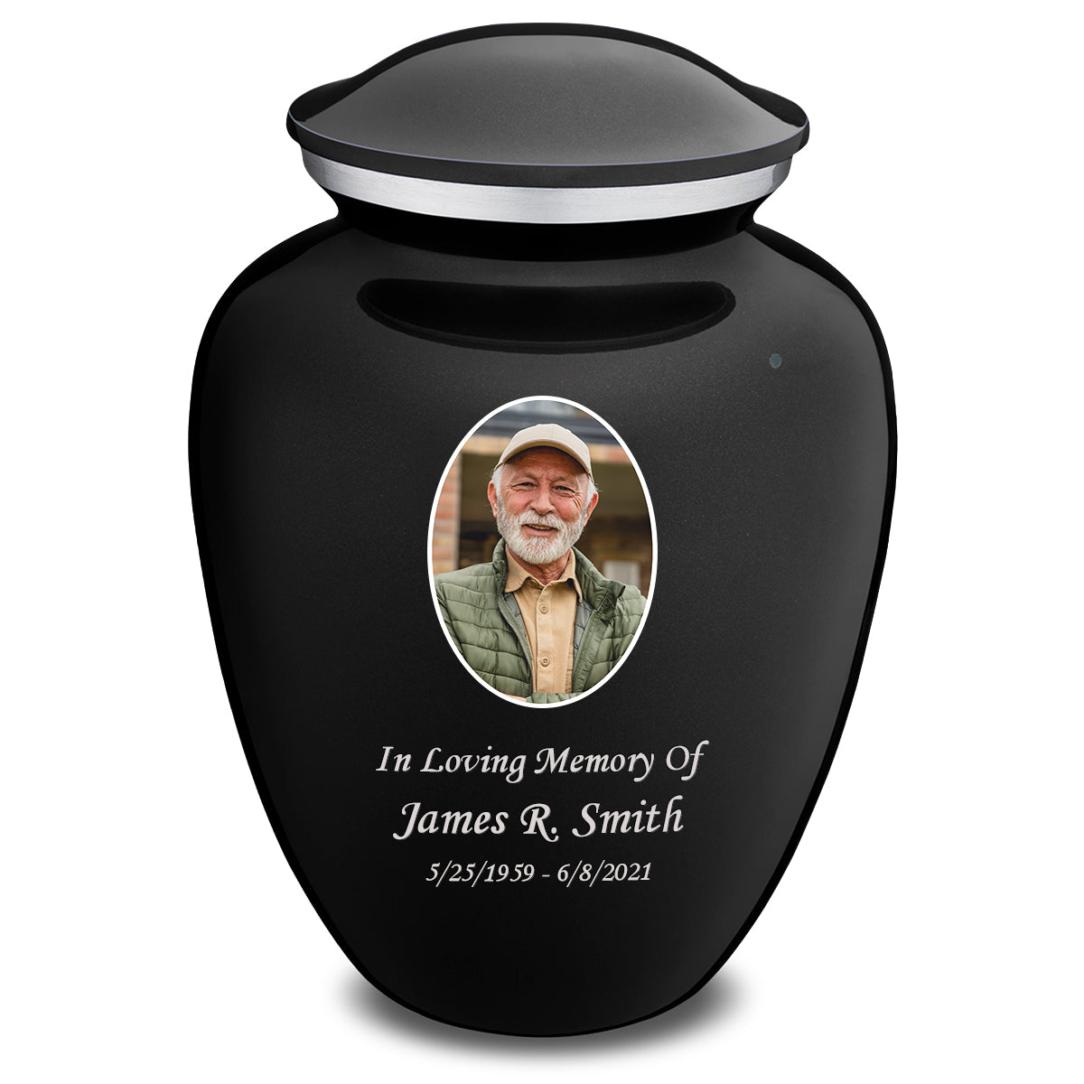 Extra Large Embrace Black Portrait Cremation Urn for Ashes