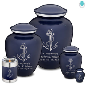 Extra Large Embrace Cobalt Blue Anchor Cremation Urn for Ashes