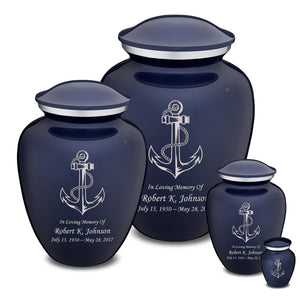 Extra Large Embrace Cobalt Blue Anchor Cremation Urn for Ashes