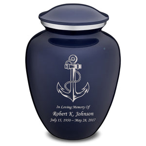 Extra Large Embrace Cobalt Blue Anchor Cremation Urn for Ashes