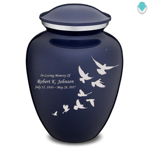 Extra Large Embrace Cobalt Blue Doves Cremation Urn for Ashes