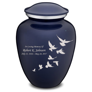 Extra Large Embrace Cobalt Blue Doves Cremation Urn for Ashes