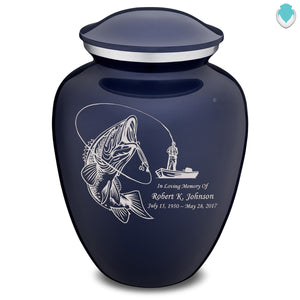 Extra Large Embrace Cobalt Blue Fishing Cremation Urn for Ashes