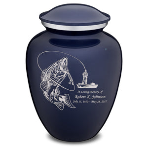 Extra Large Embrace Cobalt Blue Fishing Cremation Urn for Ashes