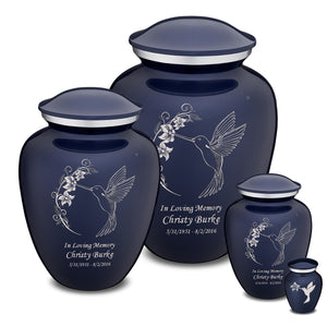 Extra Large Embrace Cobalt Blue Hummingbird Cremation Urn for Ashes