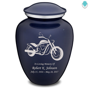 Extra Large Embrace Cobalt Blue Motorcycle Cremation Urn for Ashes