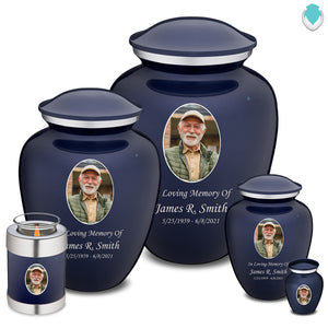 Extra Large Embrace Cobalt Blue Portrait Cremation Urn for Ashes