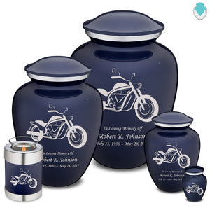 Extra Large Embrace Cobalt Blue Motorcycle Cremation Urn for Ashes