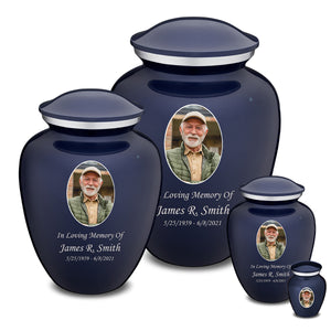 Extra Large Embrace Cobalt Blue Portrait Cremation Urn for Ashes