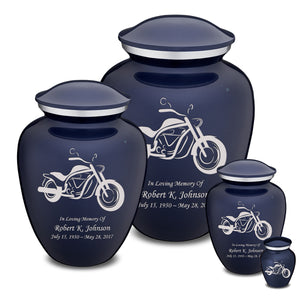 Extra Large Embrace Cobalt Blue Motorcycle Cremation Urn for Ashes