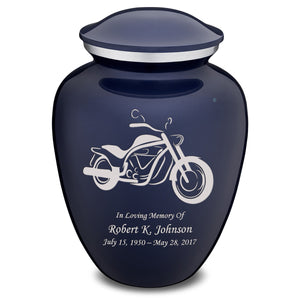 Extra Large Embrace Cobalt Blue Motorcycle Cremation Urn for Ashes