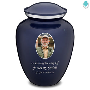 Extra Large Embrace Cobalt Blue Portrait Cremation Urn for Ashes