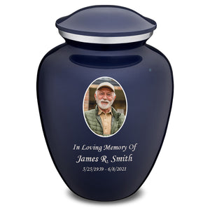 Extra Large Embrace Cobalt Blue Portrait Cremation Urn for Ashes