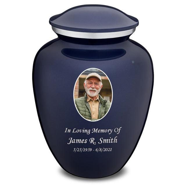 Extra Large Embrace Cobalt Blue Portrait Cremation Urn for Ashes