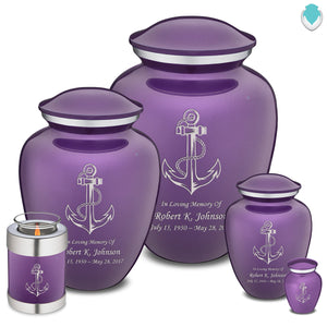 Extra Large Embrace Purple Anchor Cremation Urn for Ashes