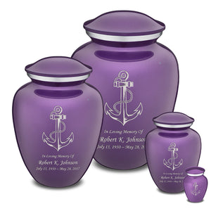 Extra Large Embrace Purple Anchor Cremation Urn for Ashes