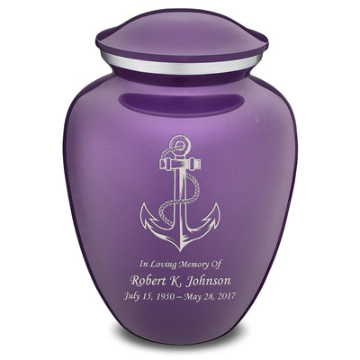 Extra Large Embrace Purple Anchor Cremation Urn for Ashes