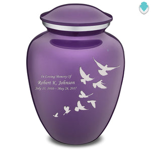 Extra Large Embrace Purple Doves Cremation Urn for Ashes