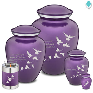 Extra Large Embrace Purple Doves Cremation Urn for Ashes